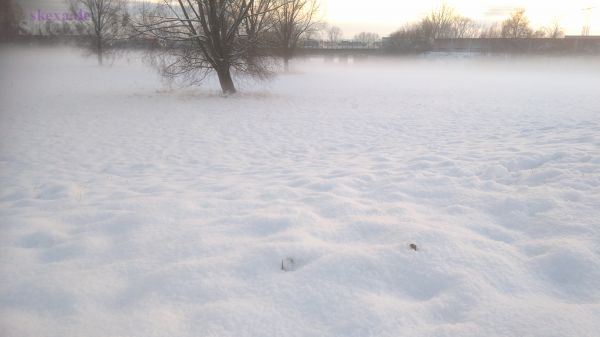 Troisdorf - Siegufer A50 Autobahnbrücke - Dunst über Schnee an der Sieg 
2019
